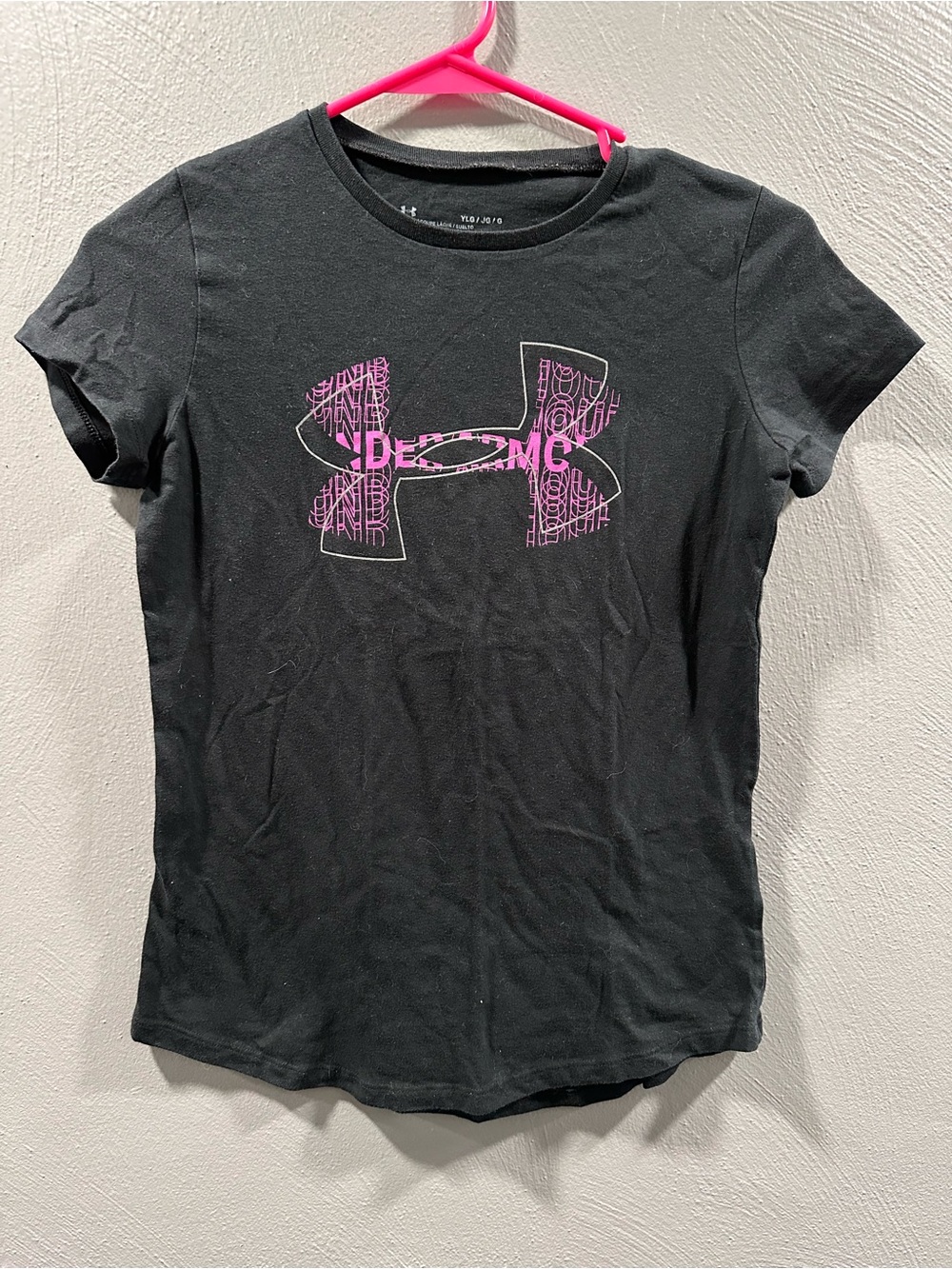 Under Armour Black Short Sleeve Tee with Pink Logo
